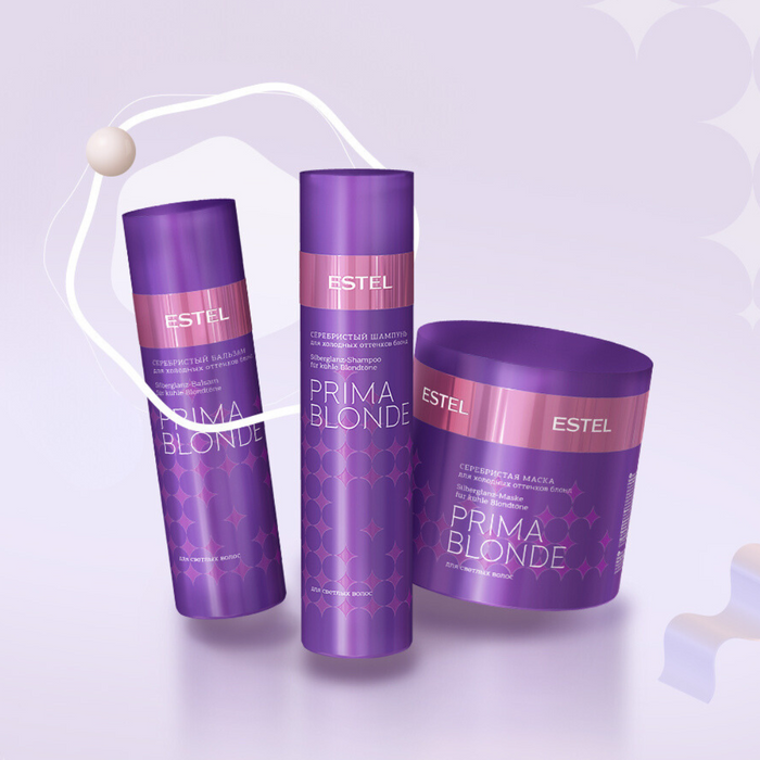 Lila Pflegelinie Prima Blonde von ESTEL mit Shampoo, Balsam und Maske für blondes Haar